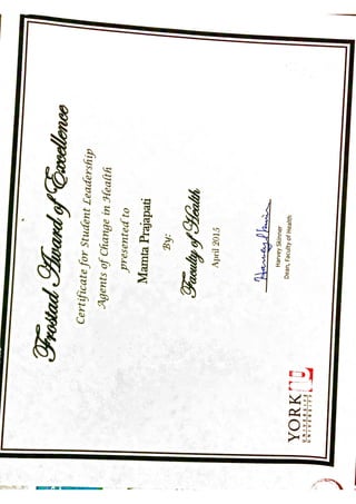 faculty of health certificate