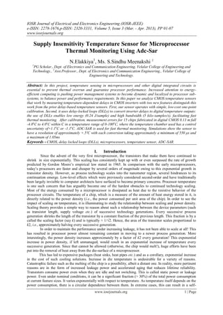 Supply Insensitivity Temperature Sensor for Microprocessor Thermal