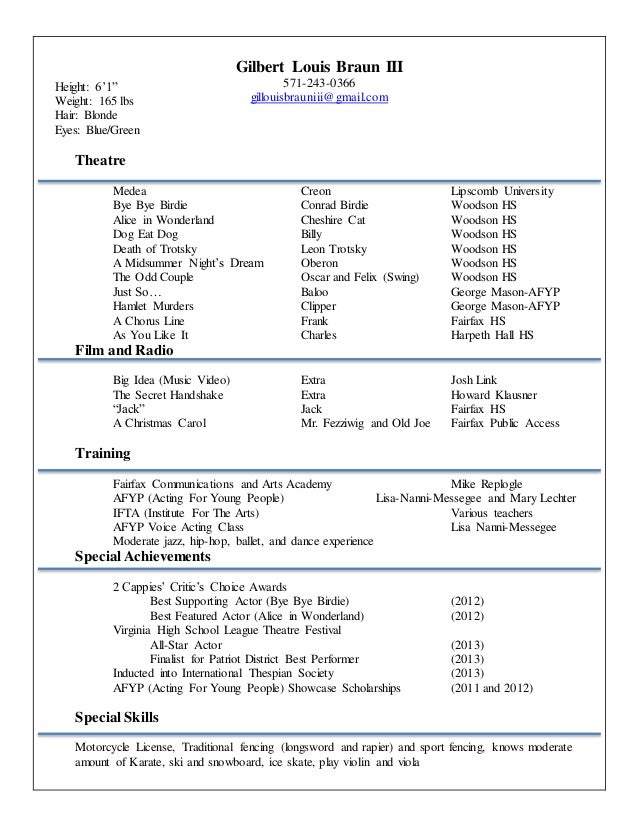 Actor Resume Lipscomb Drama Revised