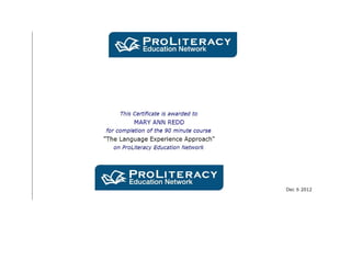 ProLiteracy Certificate 7