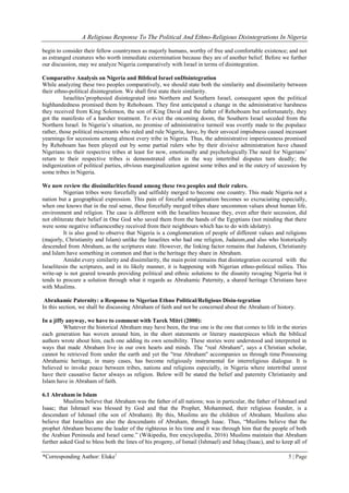 A Religious Response to the Political and Ethno-Religious ...
