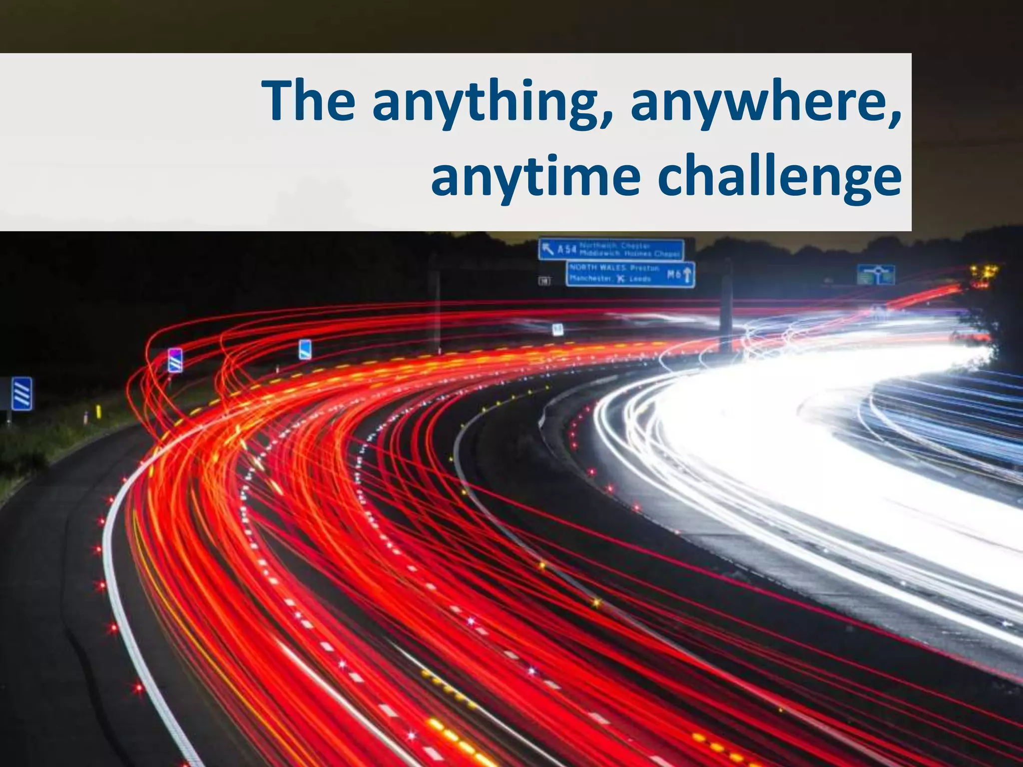 The anything, anywhere,
anytime challenge
 