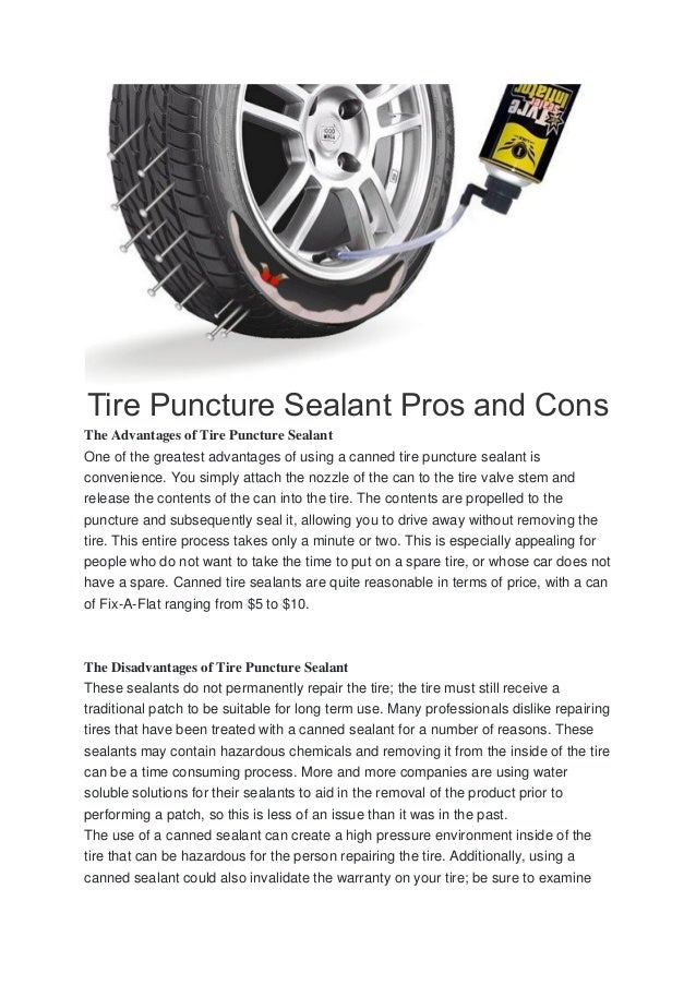 Tire Puncture Sealant Pros and Cons