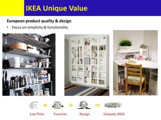 IKEA Unique Value
European product quality & design
• Focus on simplicity & functionality
 