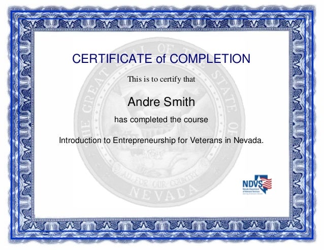 certificate entrepreneur entrepreneur certificate