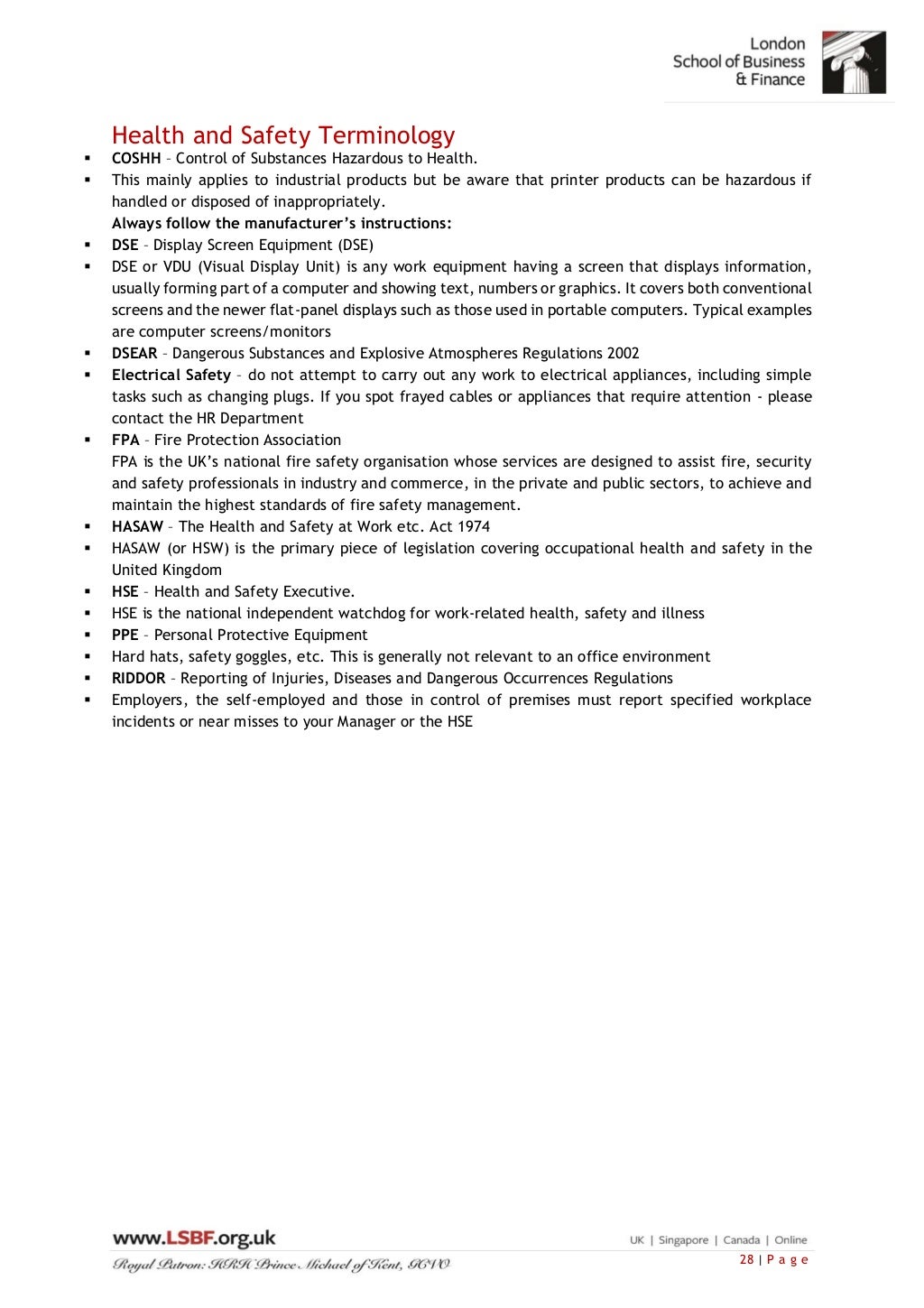 Health and Safety Handbook