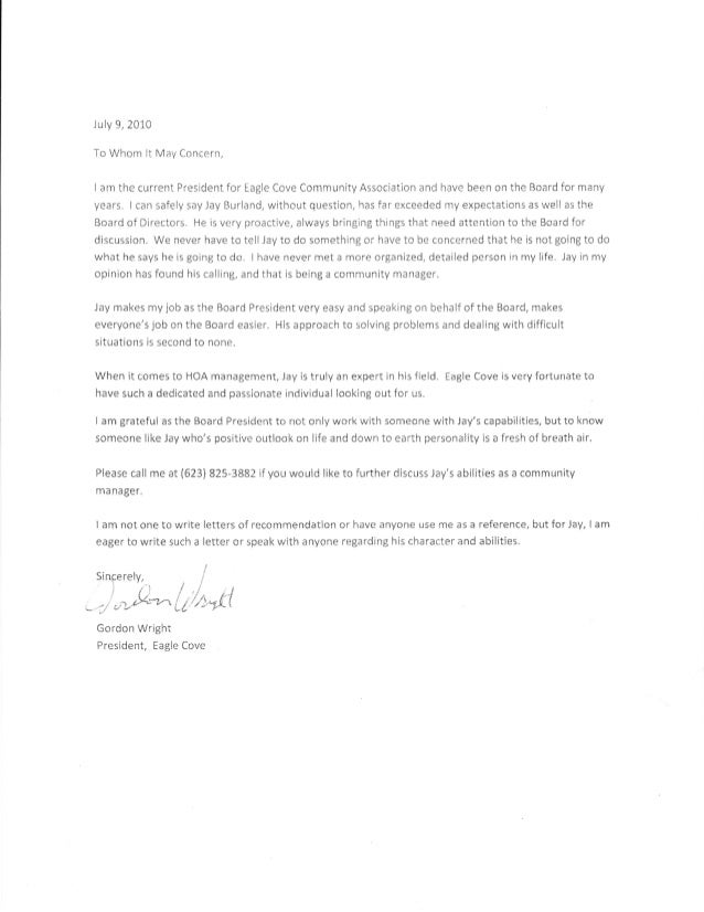 property management letters of recommendations recommendation letter for condo association