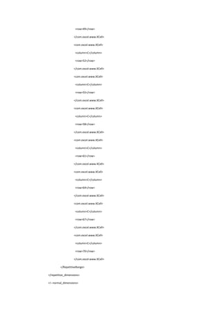 <row>49</row>
</com.excel.www.XCell>
<com.excel.www.XCell>
<column>C</column>
<row>52</row>
</com.excel.www.XCell>
<com.excel.www.XCell>
<column>C</column>
<row>55</row>
</com.excel.www.XCell>
<com.excel.www.XCell>
<column>C</column>
<row>58</row>
</com.excel.www.XCell>
<com.excel.www.XCell>
<column>C</column>
<row>61</row>
</com.excel.www.XCell>
<com.excel.www.XCell>
<column>C</column>
<row>64</row>
</com.excel.www.XCell>
<com.excel.www.XCell>
<column>C</column>
<row>67</row>
</com.excel.www.XCell>
<com.excel.www.XCell>
<column>C</column>
<row>70</row>
</com.excel.www.XCell>
</RepetitiveRange>
</repetitive_dimensions>
<!--normal_dimensions>
 