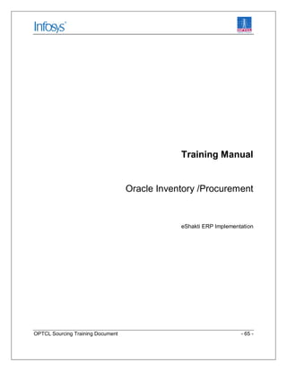 OPTCL Sourcing Training Document - 65 -
Training Manual
Oracle Inventory /Procurement
eShakti ERP Implementation
 