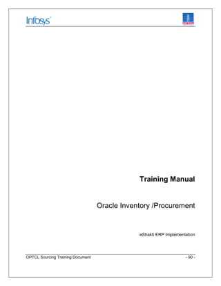 OPTCL Sourcing Training Document - 90 -
Training Manual
Oracle Inventory /Procurement
eShakti ERP Implementation
 