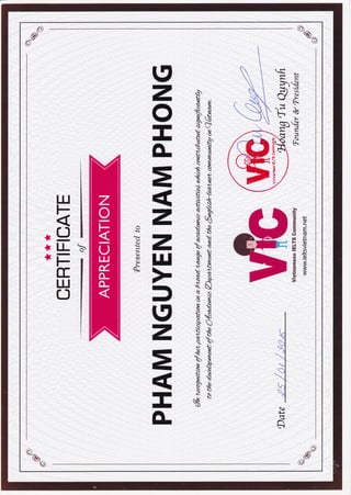 VIC Certificate