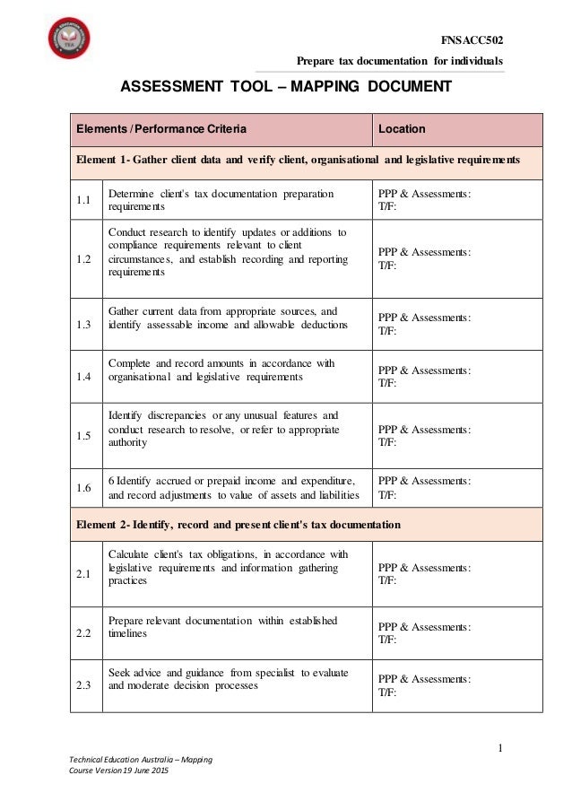 tax unit fnsacc502 mapping doc tax unit fnsacc502 mapping doc