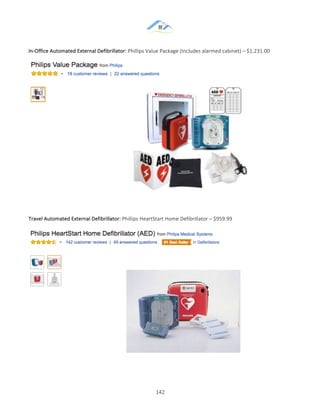 &
& 142&
InZOffice&Automated&External&Defibrillator:&Phillips&Value&Package&(Includes&alarmed&cabinet)&–&$1,231.00&
&
&
Travel&Automated&External&Defibrillator:&Phillips&HeartStart&Home&Defibrillator&–&$959.99&
&
 