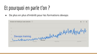 ● De plus en plus d'intérêt pour les formations devops
Et pourquoi en parle t’on ?
 
