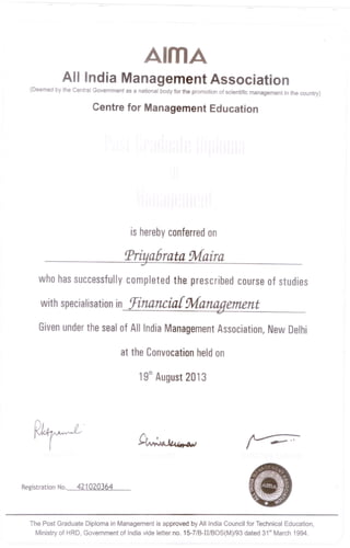 PGDM Final Certificate