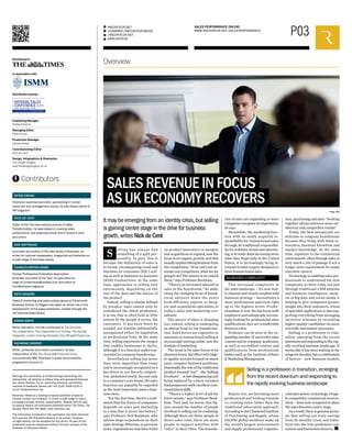 P03
RACONTEUR.NET
/COMPANY/RACONTEUR-MEDIA
/RACONTEUR.NET
@RACONTEUR
1
i
f
t
SALES PERFORMANCE ONLINE:
WWW.RACONTEUR.NET/SALES-PERFORMANCE
Overview
Selling has always had
something of a split per-
sonality. In part, this is
because the definition of sales is
so broad, encompassing retail and
business-to-consumer (B2C) sell-
ing as well as business-to-business
(B2B) transactions. At the same
time, approaches to selling vary
enormously, depending on the
size of the deal and the nature of
the product.
Indeed, selling is almost defined
by paradox: sales cannot only be
considered the oldest profession,
it is one that is often held in little
esteem by the people it serves, the
customers. It has been beset by
scandal, yet remains substantially
unregulated either by legislation
or professional body. At the same
time, selling represents the oxygen
that enables businesses to thrive,
although it is a function under-rep-
resented in company boardrooms.
Nevertheless, selling has never
been more important than today
and is increasingly recognised as a
key driver in our fiercely competi-
tive, globalised world. Second only
to a company’s core brand, the sales
function can arguably be regarded
as the most important asset a busi-
ness owns.
“For the first time, there’s a reali-
sation that the future of companies
depends on sales and marketing
in a way that it never has before,”
says Professor Neil Rackham, who
advises large corporations on their
sales strategy. Whereas, in previous
years, organisationsmayhaverelied
on product innovation or mergers
and acquisitions to expand, now the
focus is on organic growth, and that
usuallyimpliestakingbusinessfrom
the competition. “If we can’t out-in-
novateourcompetitors,whatarewe
goingtodo?Theanswerisweoutsell
them,” says Professor Rackham.
“There’s an increased interest in
sales in the boardroom,” he adds,
citing the changing focus of board-
room advisers down the years
from efficiency experts, to merg-
ers-and-acquisitions specialists, to
today’s sales and marketing con-
sultants.
The nature of sales is changing
too; indeed, selling is undergoing
an almost head-to-toe transforma-
tion. Sales forces are expensive to
maintain so transactional selling is
increasingly moving online, into the
domain of marketing.
The trend is for sales forces to be
slimmed down, but filled with high-
er-quality recruits focused on much
more complex business problems.
Essentially, the role of the traditional
product-focused “rep” – the “talking
brochure” – is fast disappearing and
being replaced by a more rounded
businessperson with excellent com-
municationsskills.
“There’s a higher level of job for
fewer people,” says Professor Rack-
ham. That said, he warns that fig-
ures around the number of people
involved in selling can be confusing.
Although there are fewer people in
direct sales roles, there are more
people in support activities with
“sales” in their titles. The bounda-
ries of sales are expanding as more
companiesrecogniseitsimportance,
he says.
Meanwhile, the marketing func-
tion with its newly acquired re-
sponsibility for transactional sales,
through its traditional responsibil-
ity for websites, brand and advertis-
ing, is in some ways becoming more
sales-like. Especially in the United
States, it is increasingly being al-
located formal targets designed to
drive transactional sales.
INCREASED COMPLEXITY
This increased complexity in
the sales landscape – it’s now mul-
ti-channel and closely coupled with
business strategy – necessitates a
more professional approach right
up to the highest levels. Profes-
sionalism is now the big focus with
employers and salespeople increas-
ingly looking for professional sales
qualifications that are transferable
between roles.
Evidence can be seen in the ex-
panding number of university sales
courses and in-company academies,
as well as accredited courses and
qualifications from professional
bodies such as the Institute of Sales
&MarketingManagement.
Buyers, too, are becoming more
professional and looking towards
co-creating value rather than the
traditional adversarial approach.
AccordingtotheCharteredInstitute
of Purchasing and Supply, whose
106,000 global members make up
the world’s largest procurement
and supply professional organisa-
tion, purchasing and sales “working
together always achieves more sat-
isfactory and competitive results”.
Today, the best salespeople are
welcome in company boardrooms
because they bring with them in-
novation, business knowhow and
market knowledge. At the same
time, exposure to the commercial
environment, often through sales, is
very much a rite of passage if not a
longer-term requirement for many
executive careers.
Technology is enabling sales pro-
fessionals to understand the new
complexity in their roles, not just
through traditional CRM systems
and business intelligence; analy-
sis of big data and social media is
helping to give companies greater
insight into their customers. A host
of specialist applications is also sup-
porting everything from managing
incentive schemes to recruiting
higher-quality candidates via more
scientific assessment processes.
Selling is a profession in tran-
sition, emerging from the recent
downturnandrespondingtotherap-
idly evolving business landscape. It
seems like it has been waiting in the
wingsfordecades,butacombination
of factors – new business models,
customerpower,technology,ahuge-
ly competitive commercial environ-
ment – have now conspired to place
the sales function centre stage.
Asaresult,thereisgenuineprom-
ise that selling can truly emerge
from its identity crisis, and trans-
form into the true profession con-
sumers and businesses deserve.
It may be emerging from an identity crisis,but selling
is gaining centre stage in the drive for business
growth,writes Nick de Cent
Publishing Manager
Richard Sexton
Managing Editor
Peter Archer
Production Manager
Natalia Rosek
Commissioning Editor
Nick de Cent
Design, Infographics & Illustration
The Design Surgery
www.thedesignsurgery.co.uk
Although this publication is funded through advertising and
sponsorship, all editorial is without bias and sponsored features
are clearly labelled. For an upcoming schedule, partnership
inquiries or feedback, please call +44 (0)20 3428 5230 or
e-mail info@raconteur.net
Raconteur Media is a leading European publisher of special
interest content and research. It covers a wide range of topics,
including business, finance, sustainability, lifestyle and the arts.
Its special reports are exclusively published within The Times, The
Sunday Times and The Week. www.raconteur.net
The information contained in this publication has been obtained
from sources the Proprietors believe to be correct. However,
no legal liability can be accepted for any errors. No part of this
publication may be reproduced without the prior consent of the
Publisher.© Raconteur Media
Contributors
Distributedin
In association with
Distribution partner
Selling is a profession in transition, emerging
from the recent downturn and responding to
the rapidly evolving business landscape
PETER CRUSH
Freelance business journalist, specialising in human
resources and management issues, he was deputy editor of
HR magazine.
NICK DE CENT
Editor of the The International Journal of Sales
Transformation, he specialises in covering sales
performance, and pharmaceutical and IT issues in print
and online.
DAN MATTHEWS
Journalist and author of The New Rules of Business, he
writes for national newspapers, magazines and websites on
a wide range of business issues.
CHARLES ORTON-JONES
Former Professional Publishers Association
Business Journalist of the Year, he was editor-at-
large of LondonlovesBusiness.com and editor of
EuroBusiness magazine.
BETH ROGERS
Head of marketing and sales subject group at Portsmouth
Business School, Dr Rogers has taken an active role in the
development of the sales profession, notably through the
UK National Sales Board.
EDWIN SMITH
Writer and editor, he has contributed to The Guardian,
The Independent, The Independent on Sunday, The Sunday
Telegraph, London Evening Standard, City AM and Private Eye.
RAYMOND SNODDY
Writer, presenter and media consultant, he was
media editor at the The Times and Financial Times,
and presented BBC Television’s public accountability
programme Newswatch.
SALES REVENUE IN FOCUS
AS UK ECONOMY RECOVERS
Image: Getty
 