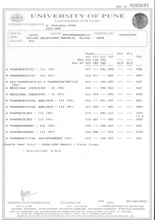 Degree 1st to last yr marksheet