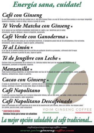 Carta Capsulas a restaurantes 9 tipos capsulas (castellano ingles) …