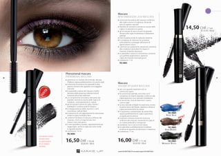 Mascara
new dimension lash mascara
»» la formula innovativa del mascara conferisce 		
	 alle ciglia volume e lunghezza, donando 		
	 loro un aspetto naturale
»» l’estratto di rosmarino stimola la crescita delle 		
	 ciglia e ne previene la caduta
»» gli oli naturali di soia e di semi di girasole 		
	 donano alle ciglia morbidezza e idratazione 		
	ottimali
»» l’olio di jojoba rende le ciglia più elastiche
»» il complesso di vitamine ha un’azione 		
	 antiossidante e protegge dall’azione di 		
	 agenti esterni nocivi
»» i polimeri accuratamente selezionati, resistenti	
	 alle condizioni atmosferiche, fissano il 		
	 mascara, evitando sbavature
»» lo spazzolino classico e voluminoso consente 		
	 una perfetta applicazione, separa le 		
	 ciglia, eliminando eventuali grumi
»» confezione: 7 ml
	 FM | m001
Mascara
Volume Designer Mascara
»» per uno sguardo espressivo ed un 	
	 volume da sogno
»» la sua formula speciale, arricchita con il 	
	 complesso di origine vegetale, conferisce alle 	
	 ciglia elasticità e una naturale morbidezza
»» la cera di riso, ricca di vitamina E, nutre e 	
	 cura le ciglia
»» la cera naturale di foglie di copernicia, ovvero 	
	 la palma tipica del Brasile, rigenera e idrata le 	
	 ciglia, prevenendone la caduta
»» lo spazzolino, caratterizzato da setole folte, 	
	 separa perfettamente le ciglia e garantisce 	
	 un’applicazione precisa
»» la texture cremosa consente la stesura 	
	 uniforme del mascara, rivestendo le ciglia di 	
	 un colore profondo e omogeneo
»» resistente, non si secca e non sbava
»» le ciglia folte e perfettamente modellate 	
	 rendono lo sguardo accattivante e misterioso
»» confezione: 11 ml
Phenomenal mascara
PHENOMENAL MASCARA
»» garantisce un risultato fenomenale: allunga, 		
	 infoltisce, separa perfettamente e incurva le ciglia
»» la formula innovativa e lo spazzolino ultra 		
	 preciso, donano allo sguardo una maggiore 		
	intensità
»» le proprietà curative del mascara, inoltre, 		
	 derivano dalla presenza nella formula di 		
	 sostanze attive ben abbinate
»» un componente innovativo, derivante dal 		
	 peptide, stimola la crescita delle ciglia e le 		
	 rivitalizza, contrastandone la caduta
»» gli oli naturali nutrono le ciglia, mentre i 		
	 fosfolipidi e i polisaccaridi le idratano
»» la doppia potenza delle vitamine C ed E 		
	 neutralizza i radicali liberi
»» la presenza di cere appositamente selezionate 	
	 rende le ciglia morbide e lisce
»» i polimeri facilitano la stesura uniforme del 		
	 mascara che è a lunga tenuta, non 		
	 sbava e non crea grumi
»» il mini spazzolino, studiato appositamente per 	
	 raggiungere anche le ciglia più corte, rende 		
	 lo sguardo ipnotico
»» confezione: 10 ml
	 FM | m006
Royal Blue
FM | m004
Dark Brown
FM | m005
Midnight Black
FM | m003
»»
new!
»»
new!
HypnoticBlack
IntenseBlack
Il prodotto è stato
testato sotto
la supervisione
di un medico
oculista.
14,50 CHF/ 7 ml
207,14CHF/100ml
16,00 CHF/ 11 ml
145,45CHF/100ml
16,50 CHF/ 10 ml
165,00CHF/100ml
NOVITA’
I prodotti FM GROUP MAKE UP sono prodotti originali di FM GROUPWorld.
2726
 