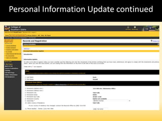 Personal Information Update continued
 