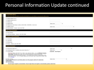 Personal Information Update continued
 