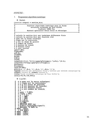 16
ANNEXE :
I. Programmer algorithme numérique
 Matlab:
 Cast3M :
 