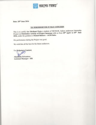 Internship Certificate | PDF