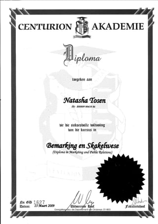 Natasha van Heerden - Diploma