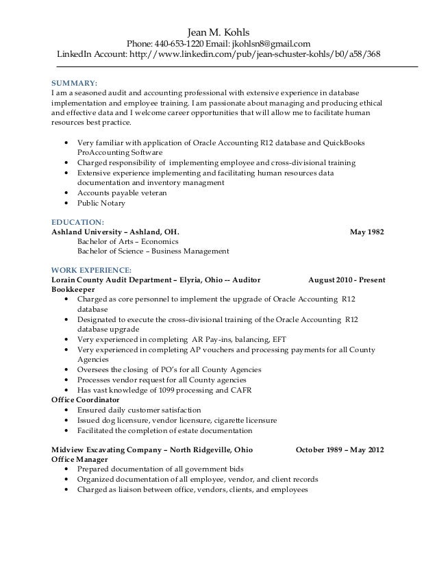 Jean Kohls Resume 2015