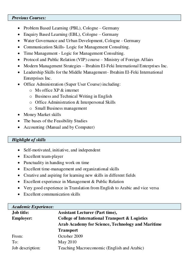 time management resumes