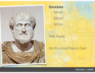 • Tell ‘em
• Tell ‘em
• Tell ‘em
Well, Maybe.
But It’s a Good Place to Start.
Structure
 