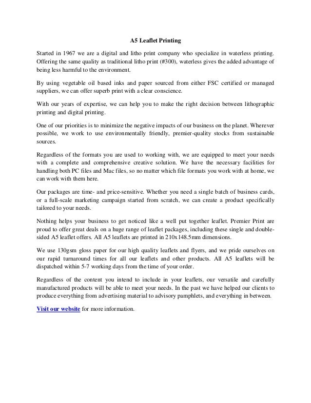 a5 leaflet printing leaflet formats