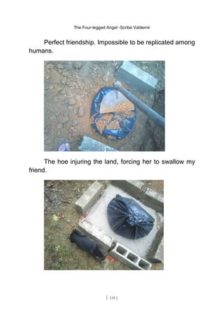 The Four-legged Angel -Scribe Valdemir
Perfect friendship. Impossible to be replicated among
humans.
The hoe injuring the land, forcing her to swallow my
friend.
[ 138 ]
 