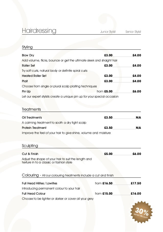 Visage Salon Treatment List Spring 2013