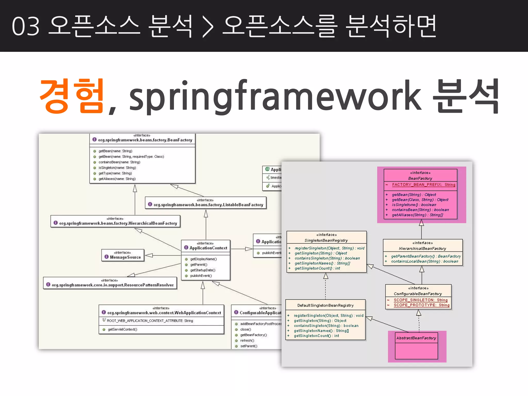 03 오픈소스 분석 > 오픈소스를 분석하면

 경험, springframework 분석
 