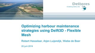 Optimizing harbour maintenance
strategies using Delft3D - Flexible
Mesh
20 juni 2014
Robert Hasselaar, Arjen Luijendijk, Wiebe de Boer
 