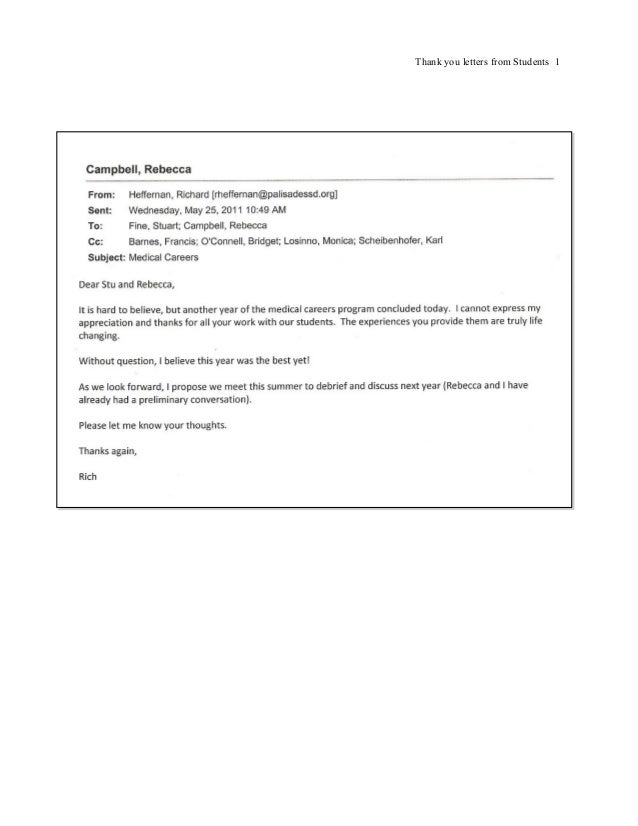 Thank Letters from Students