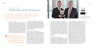 8 9
YAVEON erhält „Top 100“-Auszeichnung
Das „Top 100“-Siegel
„Top 100“ ist das einzige Benchmarking für Innovations-
management in Deutschland und bekannt geworden
durch dessen Mentor, den Wissenschaftsjournalisten
und TV-Moderator Ranga Yogeshwar. Um in den Kreis
der „Top 100“ aufgenommen zu werden, müssen sich
die Bewerber in verschiedenen Disziplinen beweisen.
Untersucht wird dabei, wie innovationsförderlich die
Strukturen und Ressourcen des jeweiligen Unterneh-
mens sind bzw. eingesetzt werden, wie systematisch
mit Innovationen umgegangen und inwieweit ein Kli-
ma geschaffen wird, das Innovation langfristig ermög-
licht. Entwickelt wurde das Verfahren von Dr. Nikolaus
Franke,ProfessorfürEntrepreneurshipundInnovation
an der Wirtschaftsuniversität Wien. Projektpartnerin
ist die Fraunhofer-Gesellschaft zur Förderung der an-
gewandten Forschung.
Innovationspotenziale heben
Wie aber schafft man ein langfristig günstiges Inno-
vationsklima? Wie konnte ein solches bei YAVEON
generiert werden? „Unsere Berater nehmen die
Wünsche der Kunden auf und leiten daraus Innova-
tionen ab“, erklärt der Vorstand. Dabei mangelt es
weder an Qualität noch an Quantität – im Gegenteil:
Die Mitarbeiter liefern erheblich mehr Einfälle, als
wir in Form von Software und Branchenlösungen
realisieren können. Das liegt an der Vorgehensweise
dieser IT-Spezialisten und Consultants: Sie steigen
Ausgezeichnet innovativ
 Wir geben lediglich die
Richtung vor – unsere
Berater heben dann das
Innovationspotenzial.
tief in die behandelte Materie ein, spüren durch die
Visualisierung der Prozesse die Knackpunkte auf und
finden originelle Lösungen. So wird es möglich, im-
mer wieder mit neuen Ideen spezifische Herausfor-
derungen zu meistern – und bei unseren Kunden
eine messbar höhere Produktivität durch passge-
naue Automatisierungen und Digitalisierungen der
Geschäftsprozesse zu erzeugen. Transparente Pro-
zesse sind wichtig, um Potenziale zu erkennen und
zu heben. Mit unserer Tochter process4.biz und de-
ren Geschäftsprozess-Suiten wird dies sehr gut
unterstützt.
Schwerpunkt Weiterbildung
Der Vorstand fördert das unternehmerische Denken
und Handeln aller ca. 200 Mitarbeiter auch mittels
Weiterbildungen: Bei YAVEON kommt jeder Berater
in den Genuss eines umfangreichen, qualitativ hoch-
wertigen Weiterbildungsangebots. Die Lerninhalte
sind dabei individuell auf ihn zugeschnitten und kön-
nen zu einem Großteil selbst ausgewählt werden. Aus
der Idee, Prozesse und Qualitätsmanagement zu ver-
binden, ist ein Produkt entstanden, das inzwischen
mehrfach bei Kunden implementiert wurde und mit
exekutiven Workflows in zunehmenden Maße die
aktive Unternehmensorganisation unterstützt. Ideen
produzieren wieder neue Ideen und neue Lösungen.
Das zahlt sich in barer Münze aus: So führten etwa
2014 die Innovationsideen der Beschäftigten zu einer
Steigerung des Umsatzes um ca. 2 Millionen Euro.
Auch die Realisierung einer neuartigen Software­
lösung, die inzwischen weltweit als Cloud- oder On-
Premise-Lösung vermarktet wird, geht auf die Ideen
der Mitarbeiter zurück. Wir freuen uns sehr über die
„Top 100“-Auszeichnung und verstehen sie als Auf-
forderung, auch weiterhin ein möglichst innovations-
freundliches Klima zu schaffen. Davon profitieren
alle: unsere Mitarbeiter und unsere Kunden. 
Von 0 auf 22 Millionen € Umsatz innerhalb von 6 Jahren – an diesem rasanten Erfolg
haben unsere Mitarbeiter einen maßgeblichen Anteil. Die Innovationskraft von YAVEON
wurde nun auch durch das „Top 100“-Siegel bestätigt, welches den innovativsten
mittelständischen Unternehmen Deutschlands verliehen wird.
Das „Top 100“-Siegel zeichnet
die innovativsten Unternehmen
im Mittelstand aus.
 