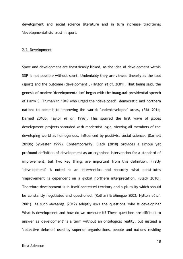 Sport development dissertation questions