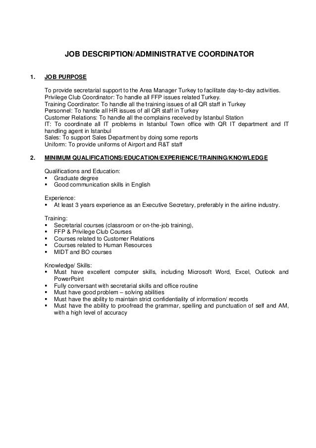 Job Description - Administrative Coordinator