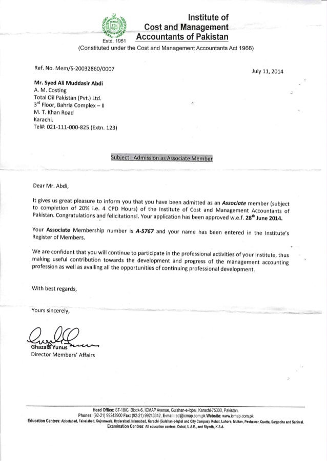 Admission To Member Acma Pdf