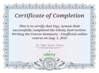 Udemy Instruction Writing the Course Summary - Unofficial