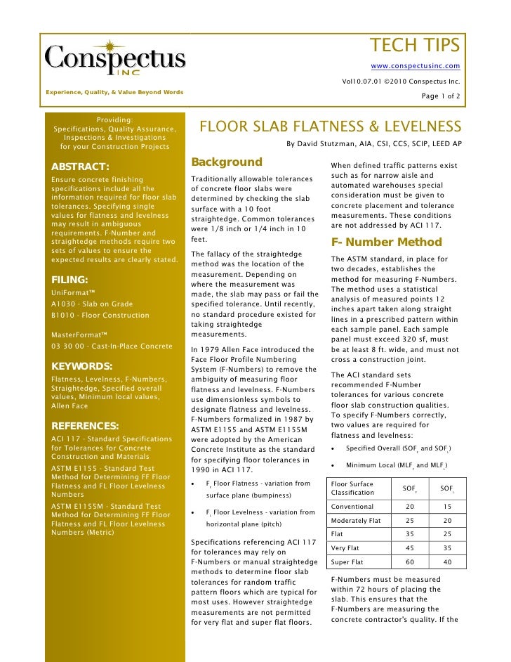 TECH TIPS Floor Slab Flatness & Levelness