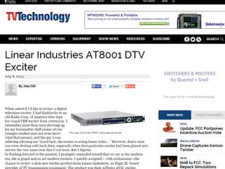 Linear Industries AT8001 DTV Exciter Product Review by Joey Gill TVT Magazine