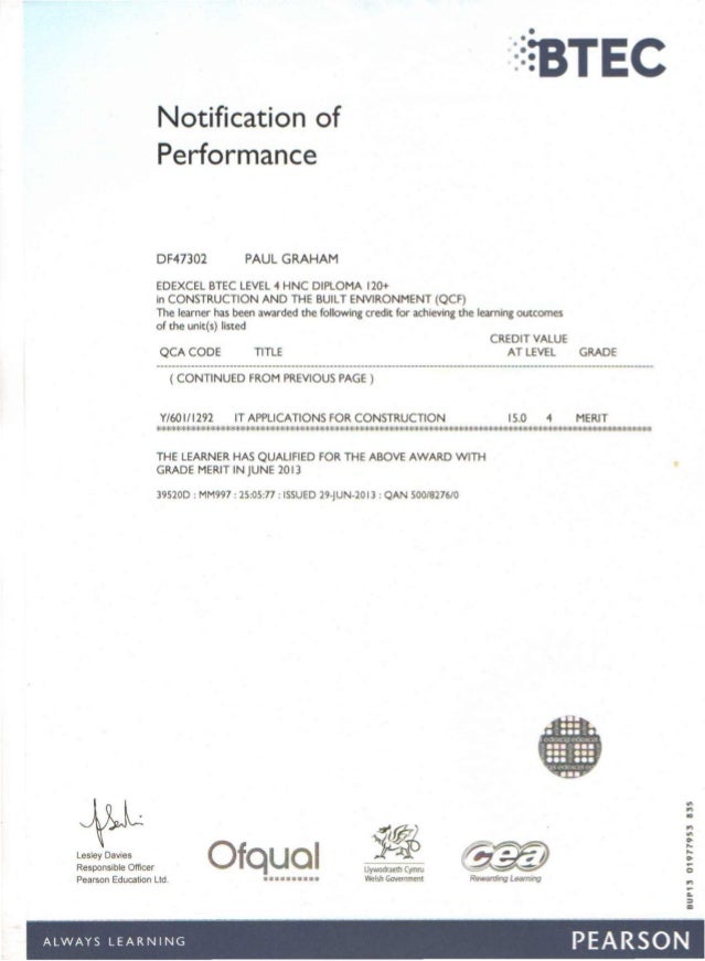 HNC certificate 1