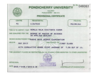 M.Sc Provisional Certificate