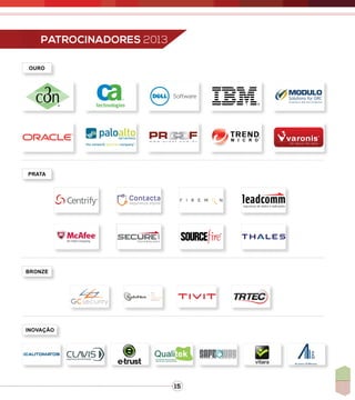 15
pATROCINADORES 2013
pRATA
OURO
RR
bRONZE
inovação
 