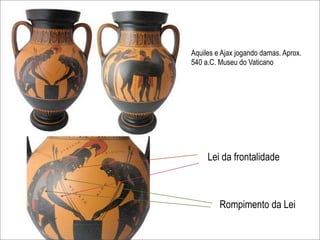 Aquiles e Ajax jogando damas. Aprox.
540 a.C. Museu do Vaticano




     Lei da frontalidade



         Rompimento da Lei
 