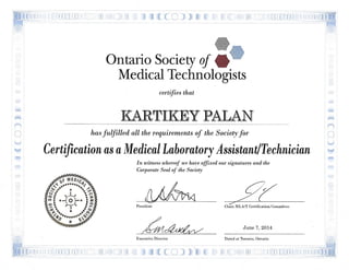 OSMT Certificate