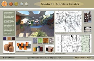 Resume Menu
Located in Santa Fe
New Mexico, this
garden center takes
in to account historic
guidelines and the
local culture. The
interior is designed
as a refuge from the
desert climate
featuring cascading
waterfalls among an
array of native
plants. The space is
intended to relate to
the native culture in
its materials from
copper to stone.
 
